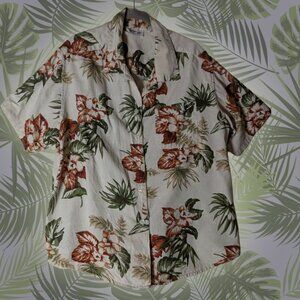 Krazy Kat Vintage Cotton/Linen Tropical Print Button Down Shirt - Size 22/24